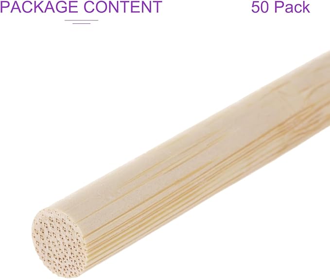 DMiotech 50 Pack 3/8" x 36" Wooden Dowel Rods Unfinished Natural Sticks Wood Craft Sticks for Home Decor Projects and Making DIY Craft,Wood Color