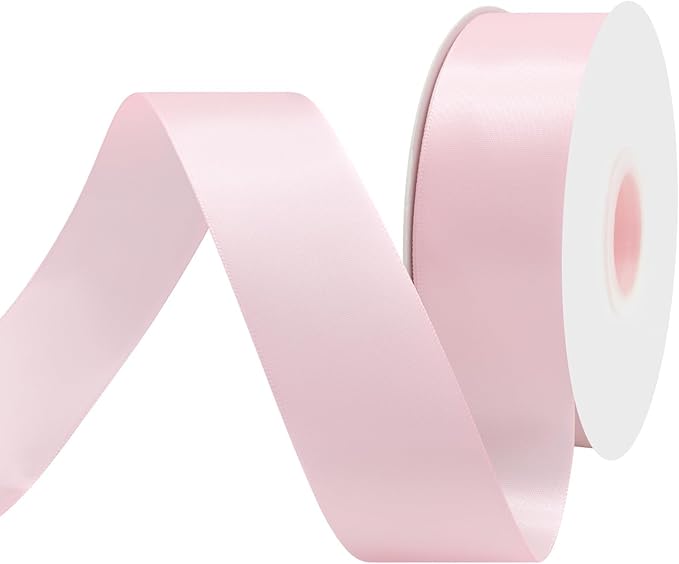 Pearl Pink Satin Ribbon 1-1/2" X 50 Yards Solid Color Double Faced Ribbons Perfect for Crafts Wedding Decor Bow Making Arts Sewing and More