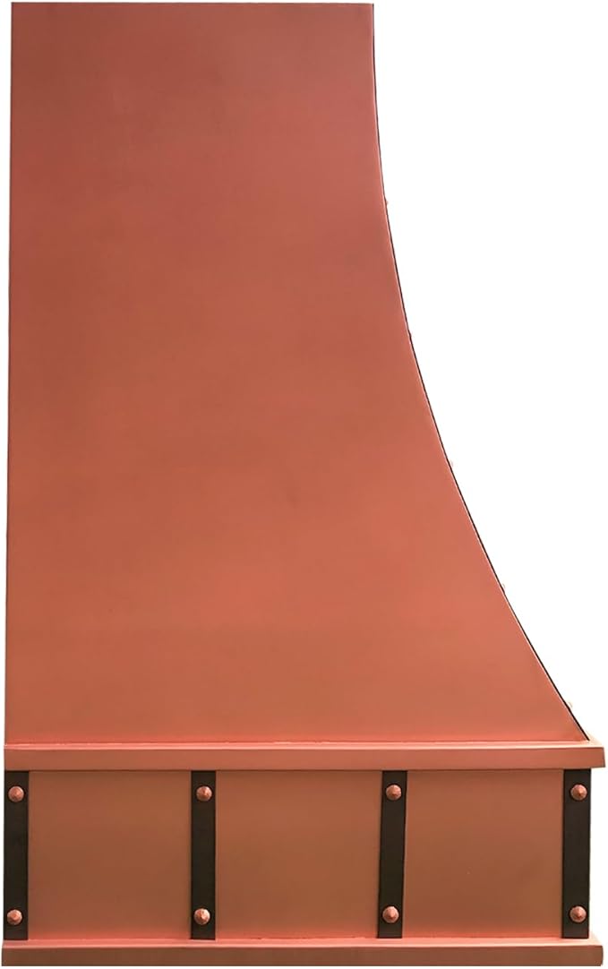CT Copper Tailor Sloped Copper Vent Hood Wall Mount,60'' W,36''H,1260 CFM Exhaust Fan,Stainless Steel Vent,LED Light,Dishwasher-Safe Baffle Filters,VH8TR1