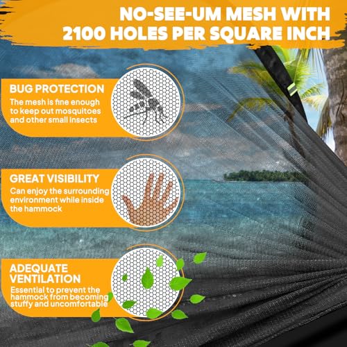 Chihee Ultra-Light Travel Camping Hammock Pop-up Net Hammock 660lbs Load Capacity,Breathable,Quick-Drying Parachute Nylon 2 Premium Carabiners,2 Tree Slings Included for Outdoor Backpacking Hiking - color: Dark Grey