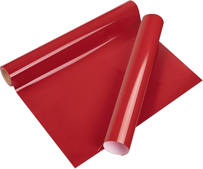 VINYL FROG Heat Transfer Vinyl Roll HTV Vinyl - 12" x5ft Red Iron on Vinyl for T-Shirts, Heat Press Vinyl for DIY Craft Designs (Red)