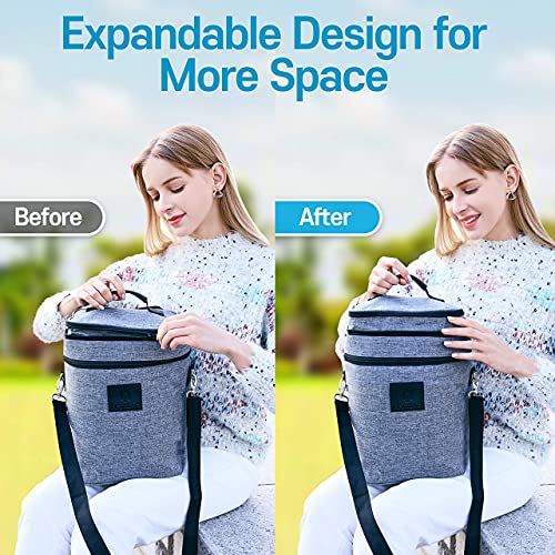 HAMILO 4 Bottle Wine Carrier - Gray, Champagne Carrier Bag, Waterproof Wine Tote Bag with Expandable Zipper and Padded Shoulder, Insulated Wine Bag, Wine Cooler Bag, Wine Accessories Gift for Women
