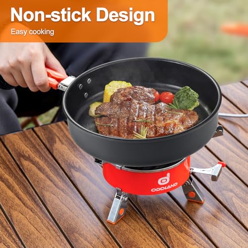 Odoland Camping Cookware Mess Kit, Non-Stick Lightweight Camping Pot and Fry Pan Set with Mesh Bag for Backpacking, Outdoor Cooking and Picnic - size: 4L Pot + 1.5L Fry Pan