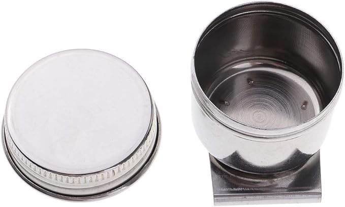 3 Piece Single Dipper Palette Cups Stainless Steel Palettes Container Cup with Clip and Lid fit for Drawing (A)