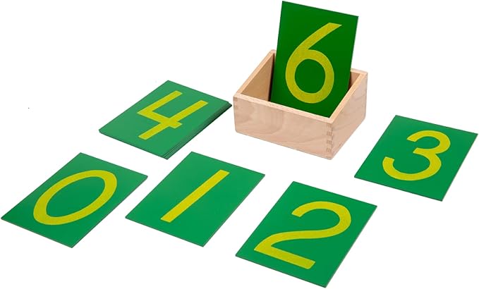 Adena Montessori Wooden Math Counting,Sandpaper Numbers with Box for Toddlers Kids,Early Development Math Material for Preschool Learning Education Toys,Sensory 0-9 Cards Montessori Flash Cards