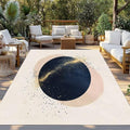 Outdoor Rug 5x7ft, Abstract Navy Blue Geometric Pattern Indoor Area Rug for Patio Backyard Deck Large Floor Mat, Modern Boho Nordic Style Non-Slip Outside Carpet Balcony Porch Camping Rugs Picnic Mat - size: 5' x 7' (Rectangular)