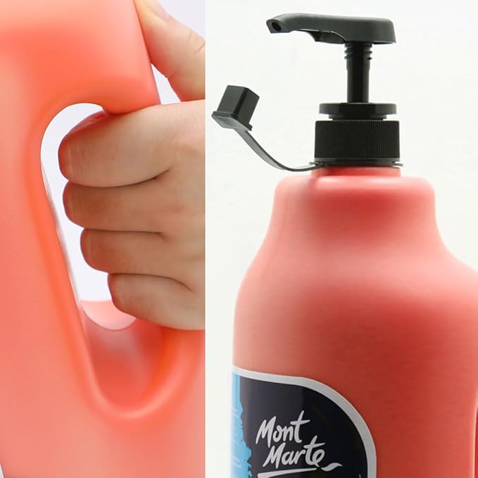 Mont Marte Discovery School Acrylic, Orange, 1/2 Gallon (2 Liter). Ideal for Students and Artists. Excellent Coverage and Fast Drying. Pump Lid Included.