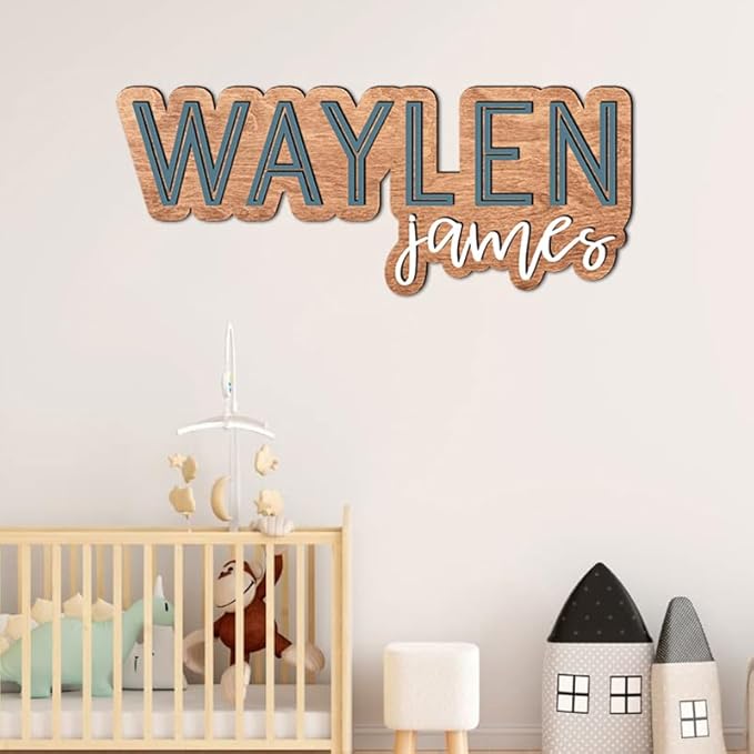 Personalized Wooden Name sign for nursery, Custom Baby name sign, Rustic wood Nursery decor for boys, Baby shower, Kids room door hanging gift/3