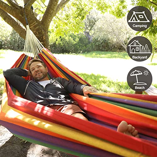 CHULIM Brazilian Double Hammock with Tree Straps,Extra Large 94x63IN,2 Persons Hammock for Backyard Patio Outdoor and Indoor,450lbs Weight Capacity,Soft Woven Cotton Fabric - Light Grey - color: Light Grey