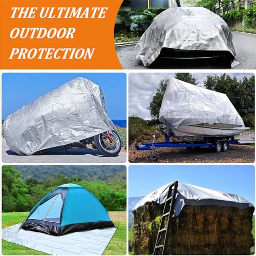 12 x 16ft Tarps Heavy Duty Thick Waterproof, Poly Canopy Silver + Black Tent Shelter Cover, 16 Mil Tarpaulin Shade, Rip and Tear Proof, UV Resistant Tarpaulin with Grommets and Reinforced Edges - color: Silver+black（16mil）, size: 12 x 16ft