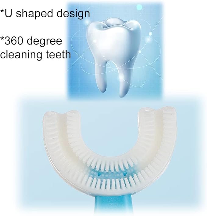 2 Pcs U-Shaped Kids Toothbrush, Premium Soft Manual Training Toothbrush for Kids 2-6 Years Old. (Blue+Pink)
