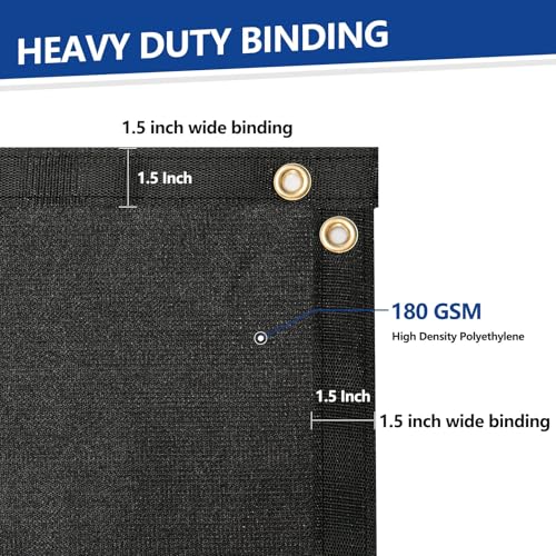 Buzzbazaar 7' x 32' Black Heavy Duty Privacy Fence Screen - Commercial Grade Shade Cover with Brass Grommets, Outdoor Wind Block & Yard Barrier, Customizable Size