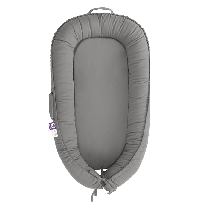 Infant Lounger, Baby Nest Cover for Baby Girls & Boys, Newborn Essentials for Baby 0-18 Months, 100% Cotton Breathable (Slate_Gray)