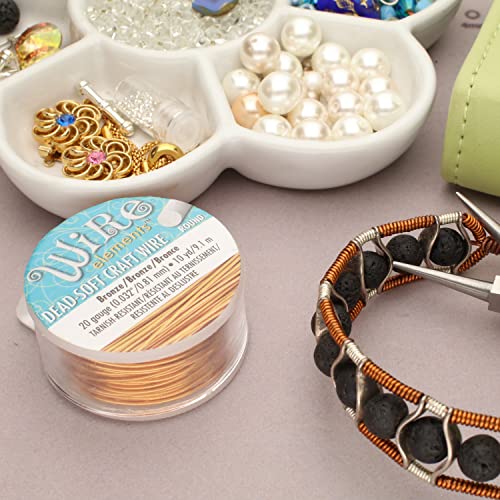 The Beadsmith Wire Elements Craft Wire – Tarnish Resistant, Soft Temper, Round, Bronze Color – 0.81mm, 20 Gauge, 10 Yard Spool – Jewelry Making, Wire Wrapping, Floral, & Other DIY Crafts