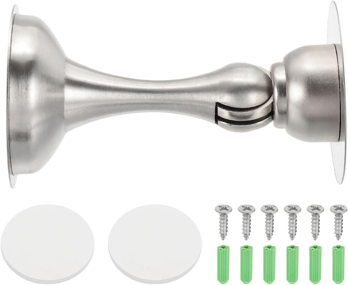 MECCANIXITY Magnetic Door Stoppers Stainless Steel Door Stops, Wall Floor Mounted Doors Holder Keep Doors Open for Home Office Closet (Silver Tone)