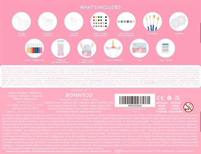 BONNYCO Unicorns Gifts for Girls Painting Kit with 18 Figurines Painting for Kids with Glow in The Dark | Girl Toys 3 4 5 6 7 8 9 10 Years Crafts Kids Gifts Birthday Christmas | Unicorn Toys Niñas