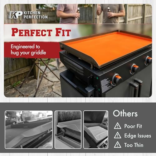Kitchen perfection 22" Premium Silicone Griddle Cover Mat for Blackstone Griddle 22 Inch - Hermetic Protection from Rust & Debris All Year, Fits All Blackstone 22 Inch Models - Food Grade Silicone - color: Orange 22 inch