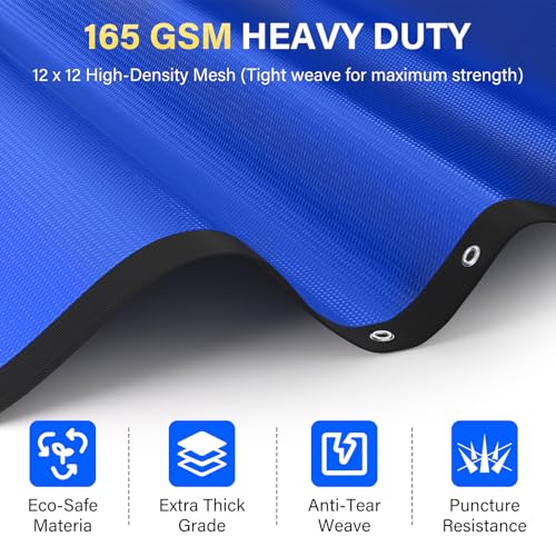 21FT Round Pool Liner Pad for Above Ground Pools, 165 GSM Thickened Puncture-Resistant Under Mat (22FT Actual), Heavy-Duty Underlayment with Metal Grommets - size: R21FT
