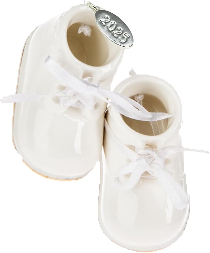 Ivory Baby Shoe Ornament Babys First Christmas Boy or Girl Ornament Cream Porcelain Baby Booties, Can Be Personalized, with Gift Box (2025)