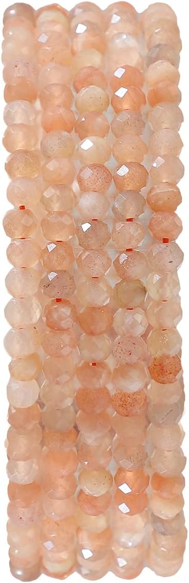 Natural Sunstone Beads 4x2mm 120pcs Faceted Rondelle Loose Semi Gemstone Beads for Jewelry Making Design