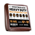 WHITEDUCK Super Heavy Duty Poly Tarp Cover 16 Mil & 10 Mil with Grommets and Reinforced Edges (Brown, White & Silver Black) (Brown- 16 Mil, 10' x 10') - color: Brown- 16 Mil, size: 10' x 10'