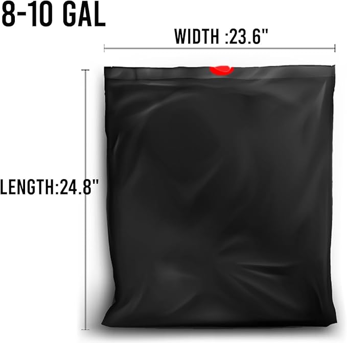 8-10 Gallon Trash Bags Drawstring, 120 Count Bulk, Black & Unscented Multi-purpose Garbage Bags for Business Home Bathroom Kitchen Commercial and Industrial