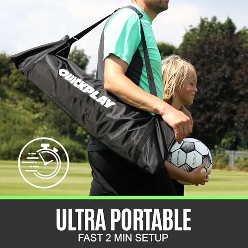 QUICKPLAY Kickster Soccer Goal Range – Ultra Portable | Quick and Easy Set Up | Includes Net and Carry Bag | Available in 7 Sizes | Backyard Soccer Net for Kids & Adults [Single Goal] - style: Futsal 9.8 x 6.5'