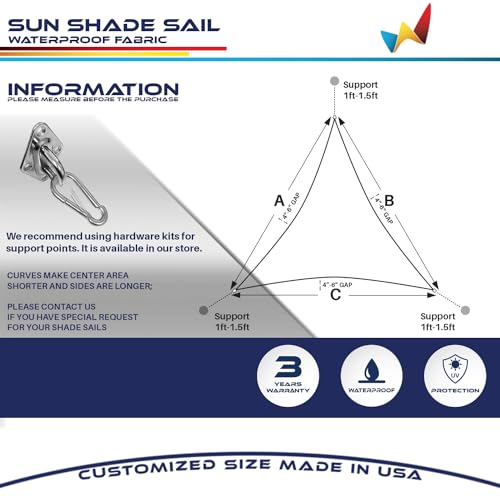 Windscreen4less 5'x5'x5' Waterproof Sun Shade Sail Triangle Shade Canopy Cover UV Block for Backyard Patio Deck Balcony Pergola Garden (Turquoise) - color: Turquoise, size: 5' x 5' x 5'
