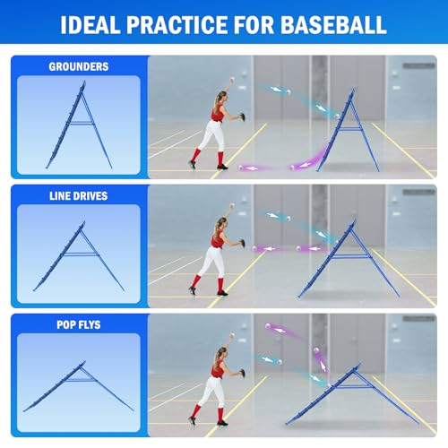 Volleyball Baseball Rebounder Net, Softball Rebounder Pitchback Net Quick Adjustments, Quick Adjustments Lacrosse Bounce Back Practice Equipment, Ideal for Outdoor Indoor and Backyard Training - size: 6FTx4FT, style: Three Mode Baseball Net