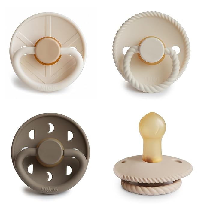 FRIGG Natural Rubber Baby Pacifier 4-Pack Crystal Sparkle | Made in Denmark | BPA-Free (0-6 Months)