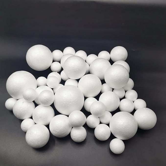 FFchuanhe 63Pack Craft Foam Balls Assorted Sizes (0.8-2.4 in) 60Pack, Foam Balls for Arts and Crafts, Christmas, School Craft Project and Holiday Party