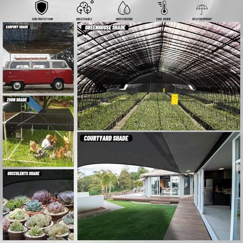 Cool Area 55% Sun Shade Cloth Mesh Tarp with Grommets for Plant Cover 6x8ft Patio Canopy Garden Pergola Greenhouse Car Barn Kennel Black - color: 55% Shade-Black, size: 6FTx8FT