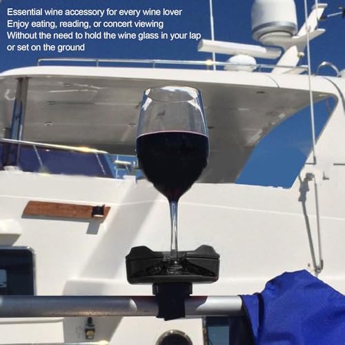 Ejoyous Outdoor Portable Wine Glass Holder, Versatile Wine Glass Base Rack, Strap Attachment Adjust, 3 Fixed Suckers, Prevent Spills, for Boats Picnics Patio