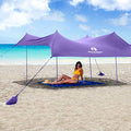 Red Suricata Family Beach Tent & Canopy, UPF50 Sun Shade, 4 Aluminum Poles, Sand Shovel, Large Portable Sun Shelter (Large, Purple) - color: Purple, size: Large 10' x 9'