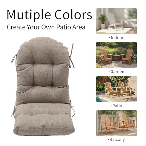 QILLOWAY Outdoor High Back Chair Cushion for Adirondack, All Weather Rocking Chair Cushions Thick Padded Replacement for Patio Furniture,Coffee - color: Coffee