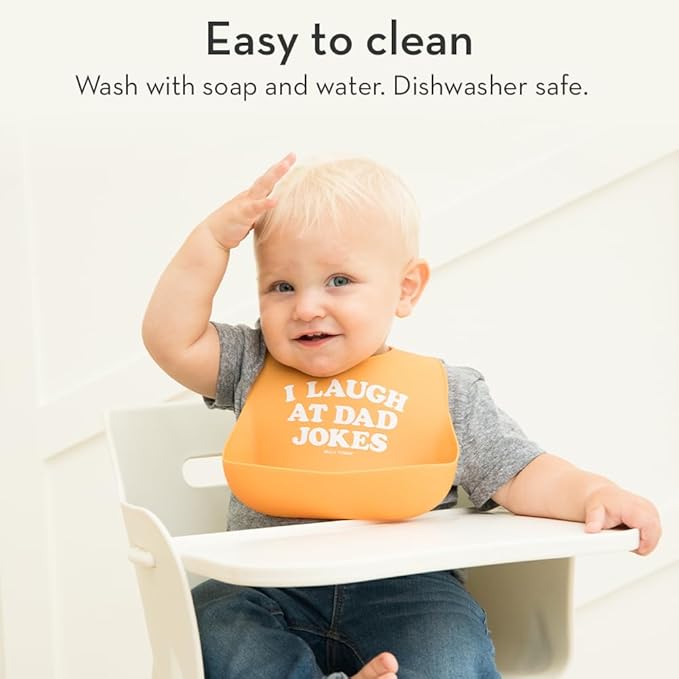 Bella Tunno Baby Bib for Eating, Waterproof Silicone Bib with Large Food Catcher, Adjustable Fit for Babies 4-12 months & Toddlers 1-3 Years, Boys & Girls, One Man Show