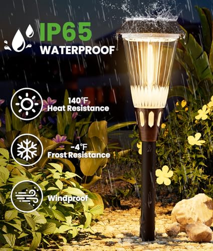 BITPOTT Solar Pathway Lights Outdoor, 8 Pack Bright 2-in-1 Warm&Cold Solar Lights Outdoor, IP65 Waterproof Garden Lights Solar Powered Walkway Lighting Outside for Yard Driveway Path Patio Landscape - size: 8 Pack