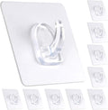 Adhesive Hooks, Heavy Duty Utility Hooks 20 lb(Max) Waterproof and Oilproof Removable, Clear Seamless Hooks Reusable Wall Hook for Kitchen Bathroom Bedroom Office - 10 Pack
