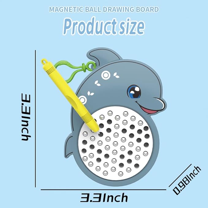 1PCS Dolphin Magnetic Drawing Board for Kids & Toddlers with Beads and Magnet Stylus Pen - Magnetic Travel Toy for Airplane & Car Ride Activities for Kids