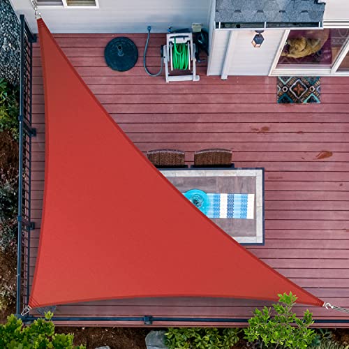 ShadeMart 7' x 8' x 10.6' Red Sun Shade Sail UPF50 Right Triangle SMTAPT20 Canopy Fabric Cloth Screen, Water Air Permeable & UV Resistant, Heavy Duty (We Customize Size) - color: Red, size: 7' x 8' x 10.6' Custom Size