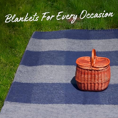 M MCGUIRE GEAR Warm Wool Bunkhouse Plaid Blanket for Camping, Home, Survival, or First Aid, 64" x 90" (Green/Navy) - color: Green/Navy