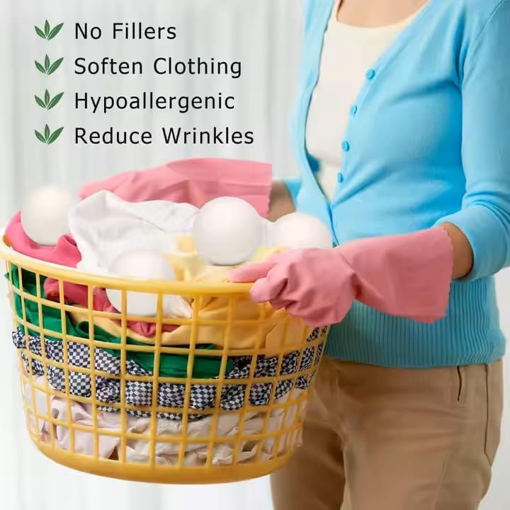 Organic Wool Dryer Balls: Eco-Friendly & Chemical-Free | Our Anti-Entanglement Reusable Balls Eliminate Wrinkle Static | 6-Pack XL Dryer Balls for Laundry is Made with New Zealand Wool (Cat)