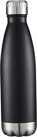 HASLE OUTFITTERS 17oz Stainless Steel Water Bottles, Vacuum Insulated Water Bottles Double Walled Reusable Metal Sports Water Bottles Keep Drinks Hot and Cold, Black, 1Pack