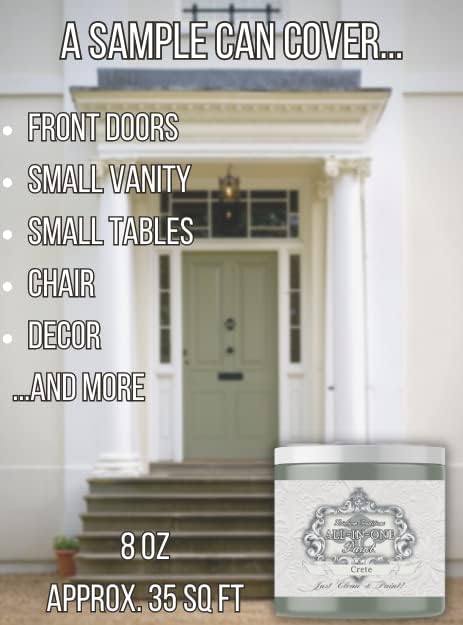 ALL-IN-ONE Paint, Durable cabinet and furniture paint. Built in primer and top coat, no sanding needed. Includes our 30 featured color card - London (green gray), 8oz Sample