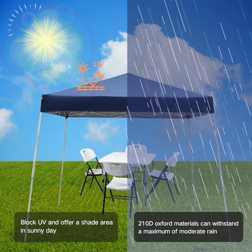 Outvita Canopy 10'x10' Pop Up Commercial Instant Gazebo Tent, Waterproof & UV Protection Canopy Tent with Slant Legs for Party Wedding Birthday BBQ Events - style: 10x10-blue
