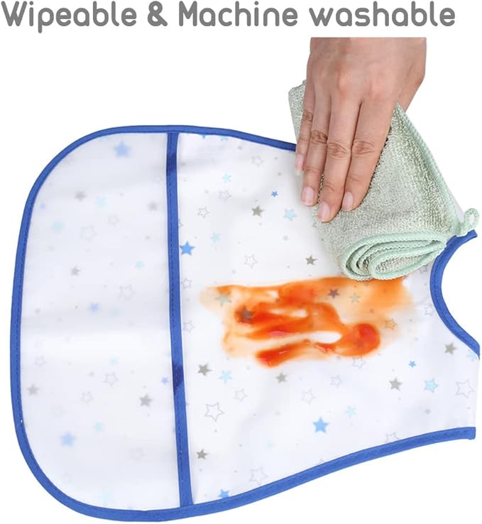 Baby bibs Waterproof Toddler bib - Feeding bib with Pocket for Infant Boy Girl Washable 6-36M