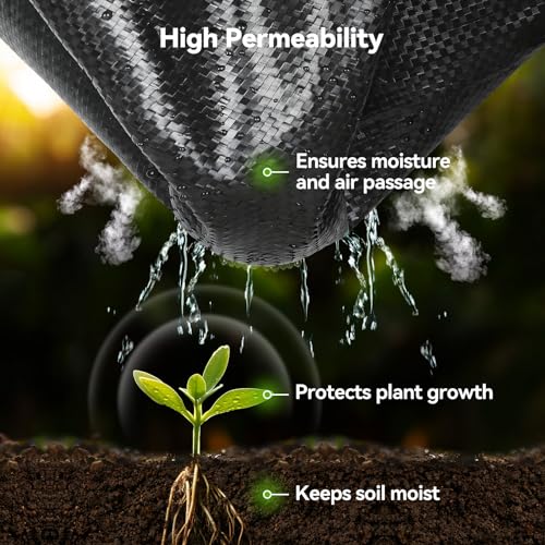 iropro 6ftx300ft Landscape Fabric 3.2oz Weed Barrier Fabric, Woven Weed Barrier Fabric Heavy Duty, Weed Control Cloth Geotextile for Underlayment, Gardening, Commercial Driveway Weed Block Cover Mat - size: 6ft x300ft