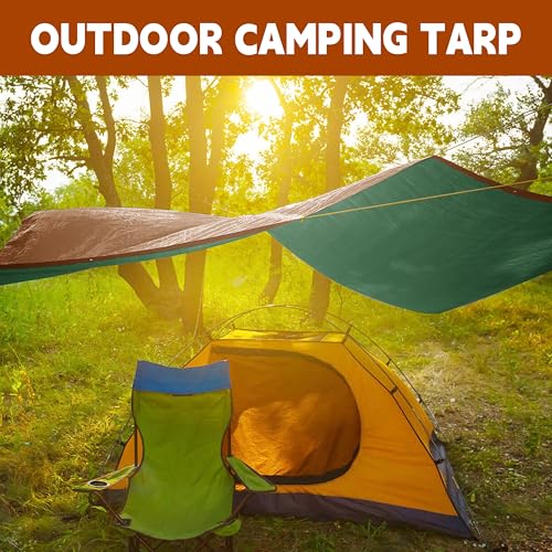 Tarp 16x20 ft 100% Waterproof 7mil Durable Grommets and Reinforced Edges,Uv Resistant,Green/Brown Tarp,Emergency Rain Shelter,Outdoor Cover and Camping Use -by MVPNET - size: 16x20