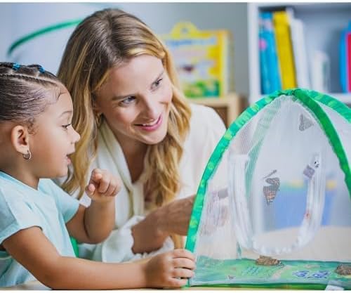 Insect Lore Butterfly Farm - Live Cup of 5 Caterpillars, Reusable Habitat, STEM Butterfly Activity Journal & Supplies - Grow, Observe and Release Painted Lady Butterflies