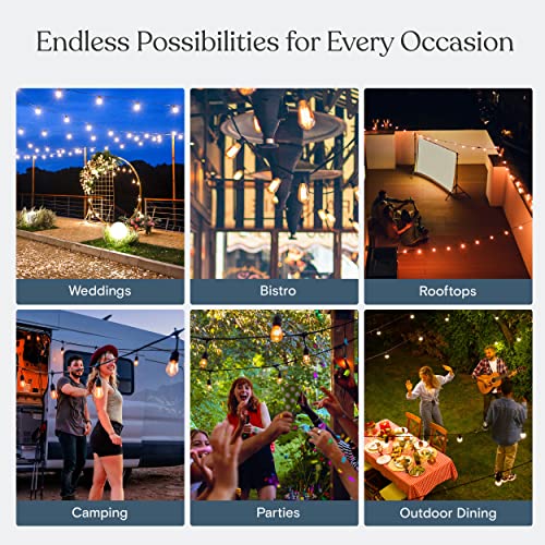 Brightech Ambience Pro - 24 Ft Waterproof LED Outdoor String Lights - Hanging, Dimmable 2W Vintage Edison Bulbs - Commercial Grade Patio Lights Create Cafe Ambience in Your Backyard, 7 Bulbs - style: 24 Foot - Neutral White (3000K)